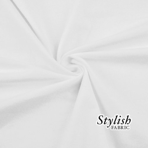 White Cotton Lycra Jersey Knit Fabric Combed 10oz - 1 Yard