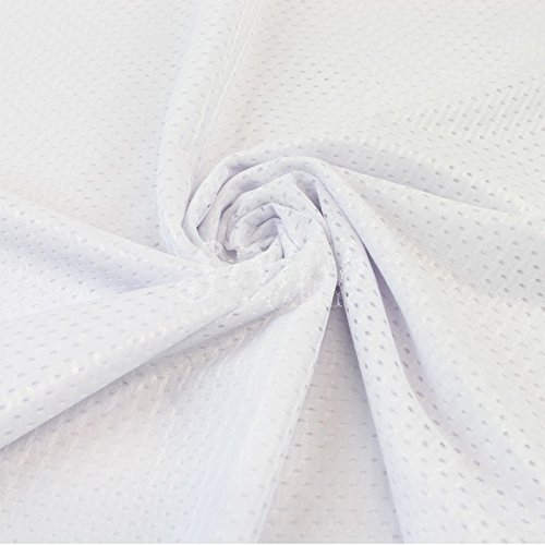White Football Mesh Knit Fabric by The Yard - 1 Yard