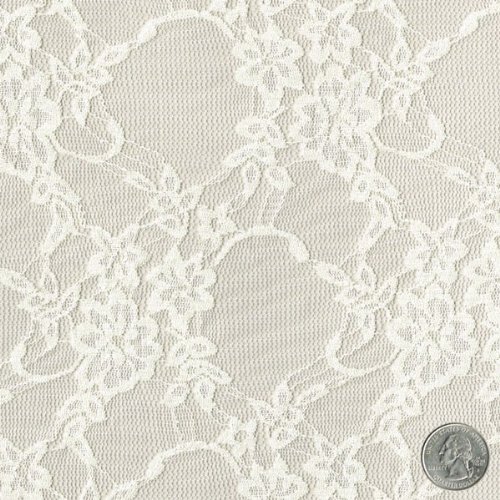 58 Ivory Daffodil Flower Design Stretch Lace Fabric by The Yard -...