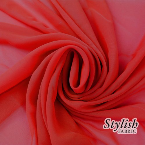 58 RED Solid Color Sheer Chiffon Fabric by The Bolt - 25 Yards