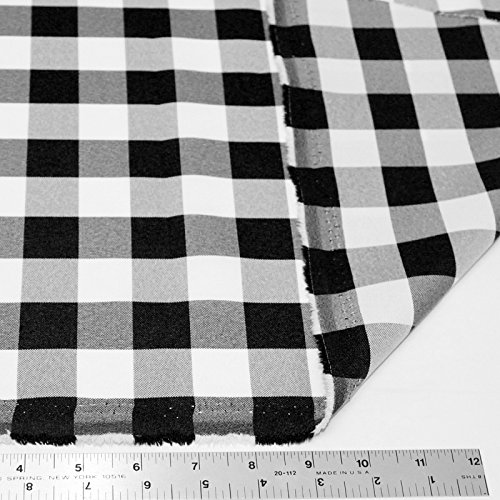 Big Checkered Gingham Poplin Woven Fabric Black