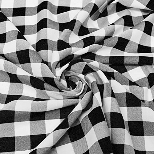 Big Checkered Gingham Poplin Woven Fabric Black