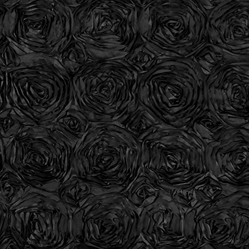 Black Satin Rosette Fabric by The Yard - 1 Yard