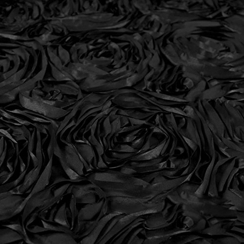 Black Satin Rosette Fabric by The Yard - 1 Yard