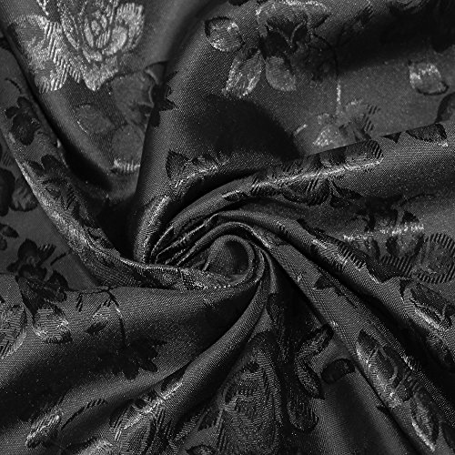 Floral Jacquard Brocade Satin Fabric by The Yard Black