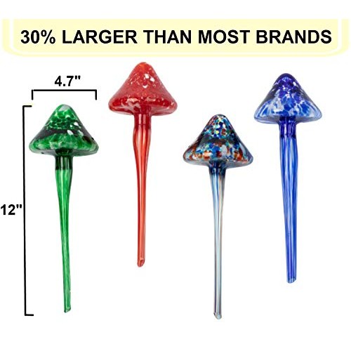 SUCOLE 4 Pack Large Watering Bulbs Colorful Glass Self Watering Gl...