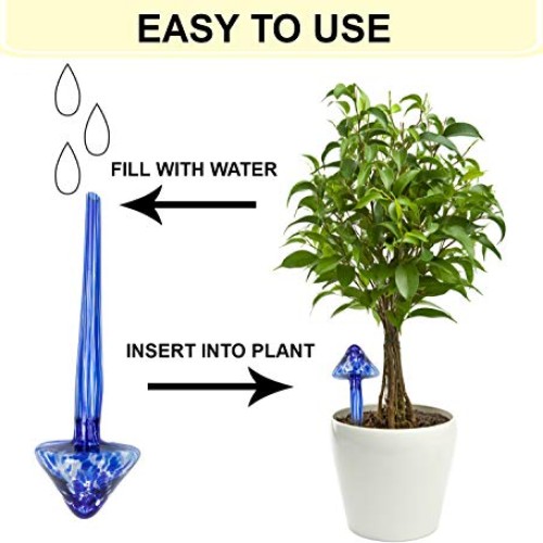 SUCOLE 4 Pack Large Watering Bulbs Colorful Glass Self Watering Gl...