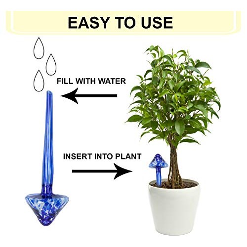 SUCOLE 4 Pack Large Watering Bulbs Colorful Glass Self Watering Gl...