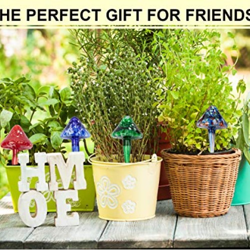 SUCOLE 4 Pack Large Watering Bulbs Colorful Glass Self Watering Gl...
