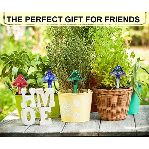 SUCOLE 4 Pack Large Watering Bulbs Colorful Glass Self Watering Gl...