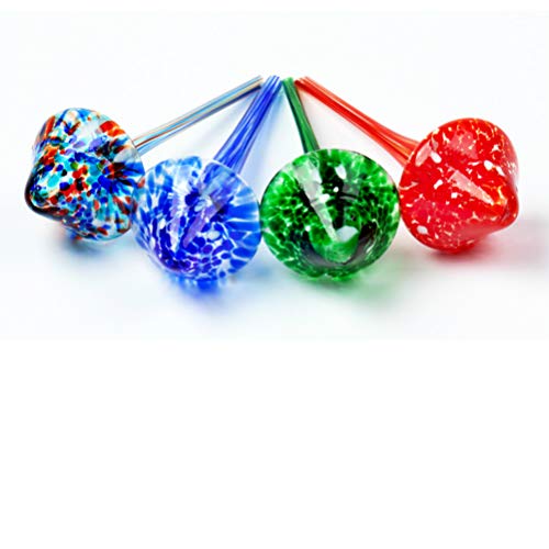 SUCOLE 4 Pack Large Watering Bulbs Colorful Glass Self Watering Gl...