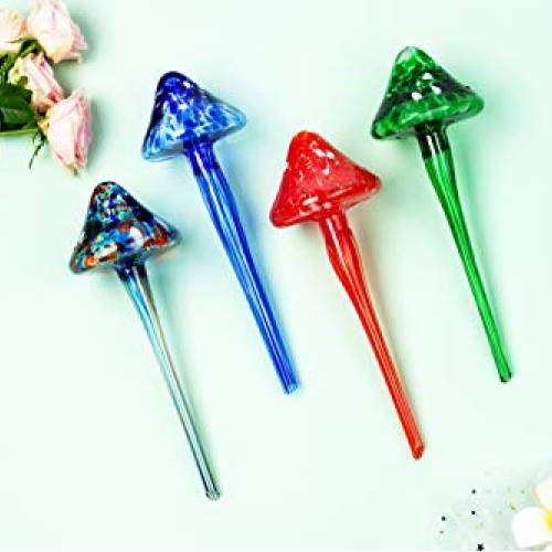SUCOLE 4 Pack Large Watering Bulbs Colorful Glass Self Watering Gl...