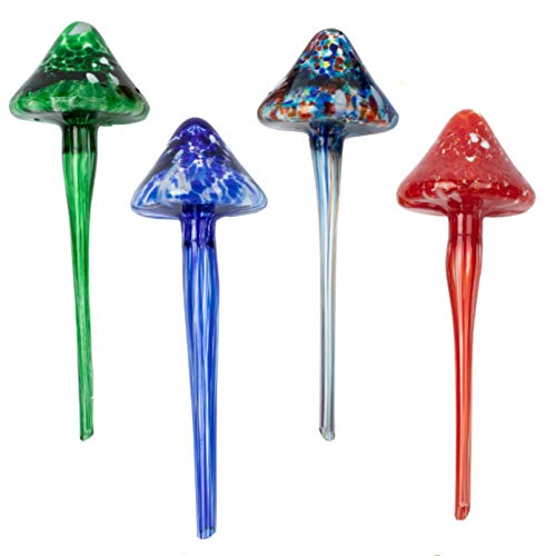 SUCOLE 4 Pack Large Watering Bulbs Colorful Glass Self Watering Gl...