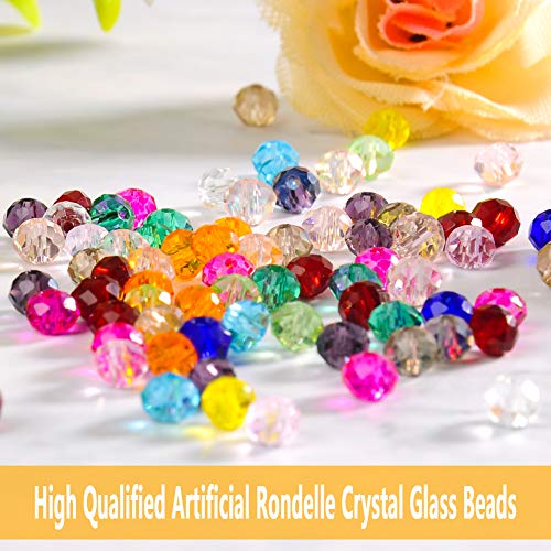 Suhome 3000pcs 15 Color 4mm Briolette Crystal Glass Beads, Faceted...