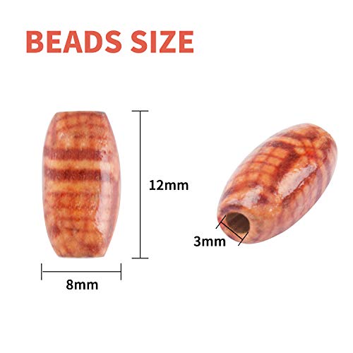 Suhome 300pcs 12×8mm Painted Pattern Wooden Beads, Mixed Oval Loos...