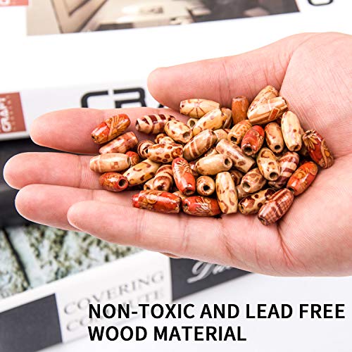 Suhome 300pcs 12×8mm Painted Pattern Wooden Beads, Mixed Oval Loos...