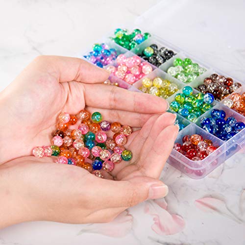 Suhome 450pcs 15 Color 8mm Crackle Lampwork Glass Beads Assortment...