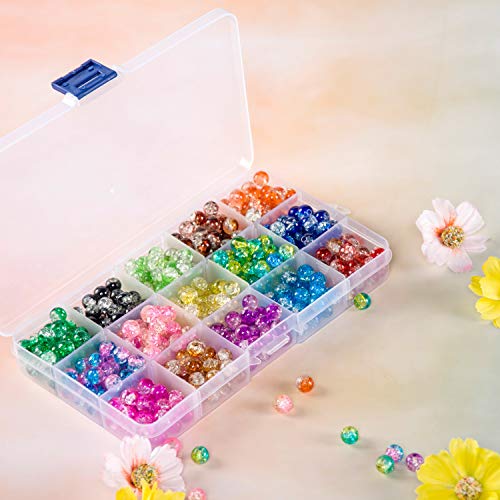Suhome 450pcs 15 Color 8mm Crackle Lampwork Glass Beads Assortment...