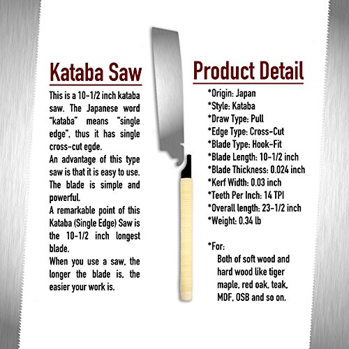 SUIZAN Japanese Hand Saw 10.5 Inch Kataba Single Edge Pull Saw for...