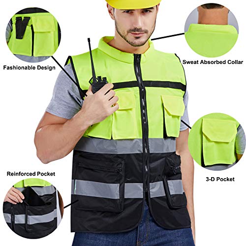 SULWZM High Visibility Reflective Vest with Sweat Absorbed Collar,...