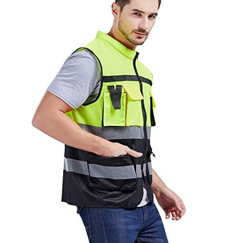 SULWZM High Visibility Reflective Vest with Sweat Absorbed Collar,...