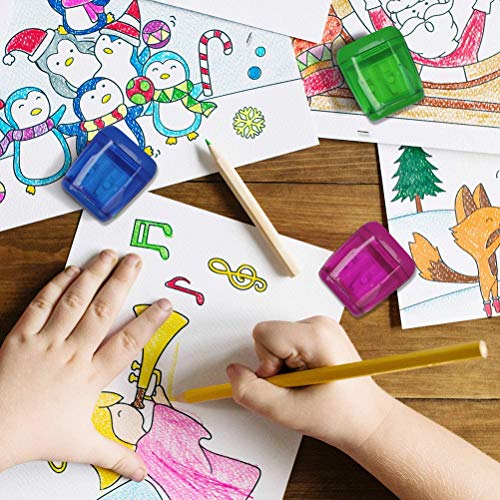 SUMAJU 4 pcs Pencil Sharpener, Dual Holes Sharpener with Lid for K...