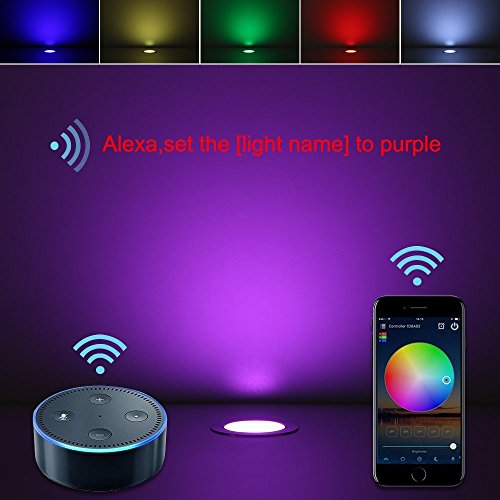 LED Deck Lights Kit, 10pcs Φ1.22 WiFi Wireless Smart Phone Contro...