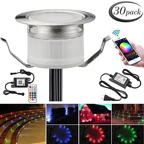 LED Deck Lights Kit, 30pcs Φ1.22 WiFi Wireless Smart Phone Contro...