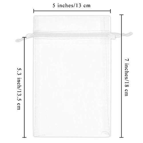 SumDirect 100Pcs 5x7 inches Sheer Drawstring Organza Jewelry Pouch...