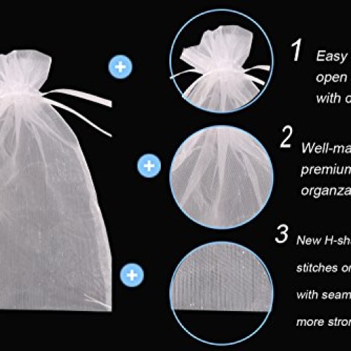 SumDirect 100Pcs 5x7 inches Sheer Drawstring Organza Jewelry Pouch...