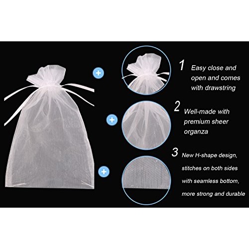 SumDirect 100Pcs 5x7 inches Sheer Drawstring Organza Jewelry Pouch...