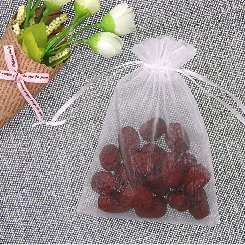 SumDirect 100Pcs 5x7 inches Sheer Drawstring Organza Jewelry Pouch...