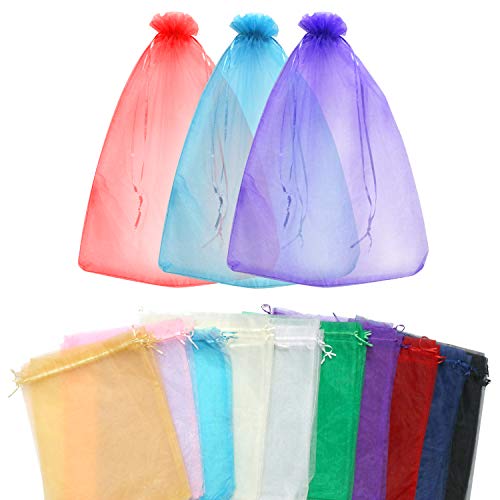SumDirect 100Pcs12x16 Inches Extra Large Mixed Color Organza Gift ...