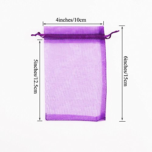 SumDirect 110Pcs 4x6 inches Mixed Color Sheer Drawstring Organza J...