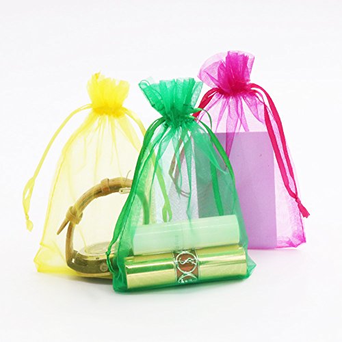 SumDirect 110Pcs 4x6 inches Mixed Color Sheer Drawstring Organza J...