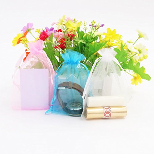 SumDirect 110Pcs 4x6 inches Mixed Color Sheer Drawstring Organza J...