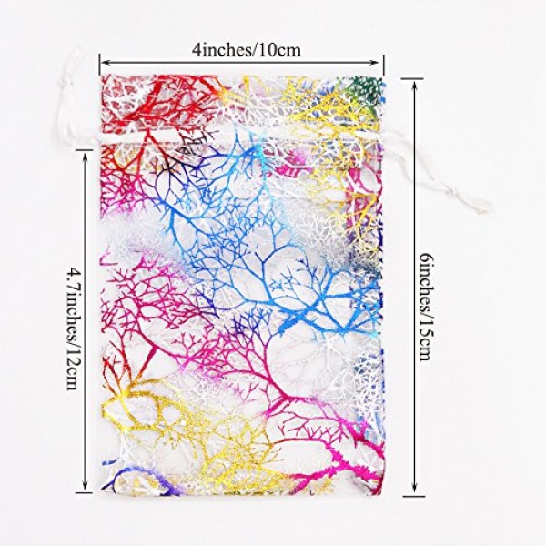 SumDirect Mixed Color Coralline Organza Gift Bags, Wedding Favor P...