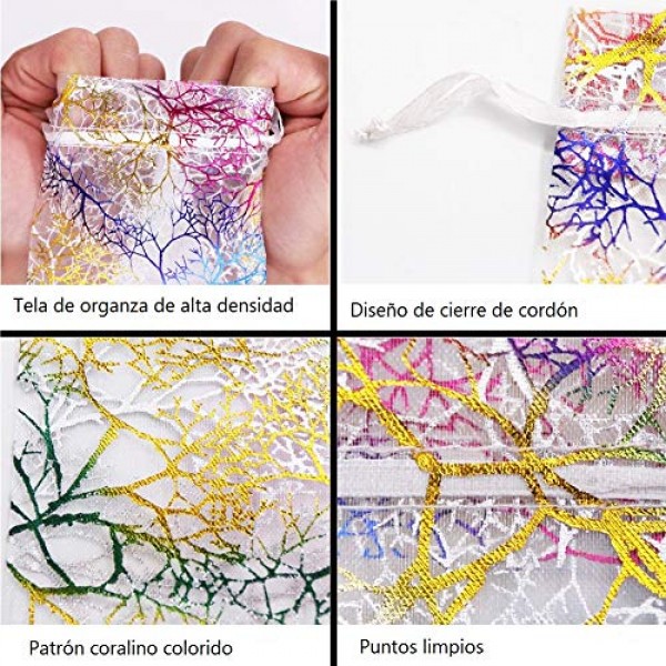 SumDirect Mixed Color Coralline Organza Gift Bags, Wedding Favor P...