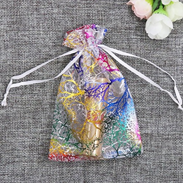 SumDirect Mixed Color Coralline Organza Gift Bags, Wedding Favor P...