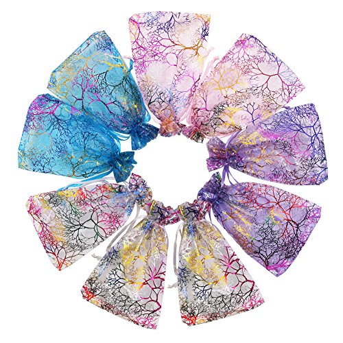 SumDirect Mixed Color Coralline Organza Gift Bags, Wedding Favor P...