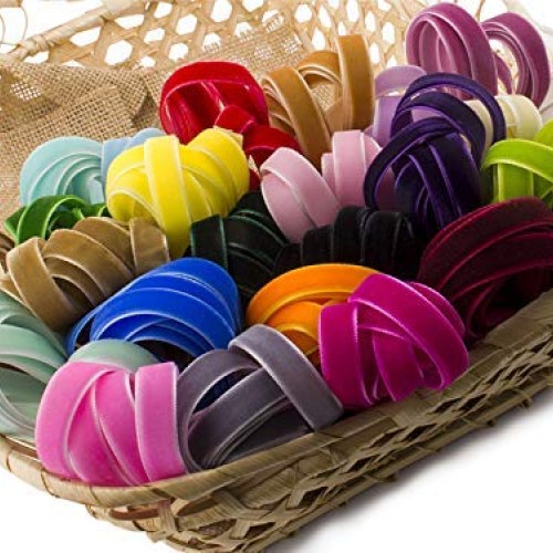 Summer-Ray 50 Yards 2 Yards x 25 Colors 3/8 10mm Velvet Ribbon ...