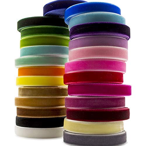 Summer-Ray 50 Yards 2 Yards x 25 Colors 3/8 10mm Velvet Ribbon ...