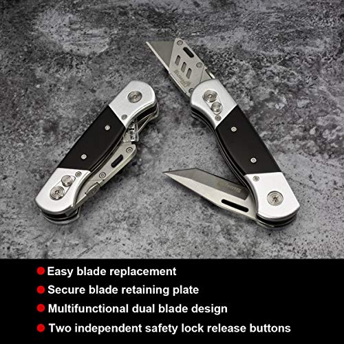 Summit Gear Heavy Duty Folding Utility Knife Dual Blades/Box Cutte...
