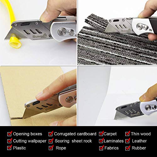 Summit Gear Heavy Duty Folding Utility Knife Dual Blades/Box Cutte...