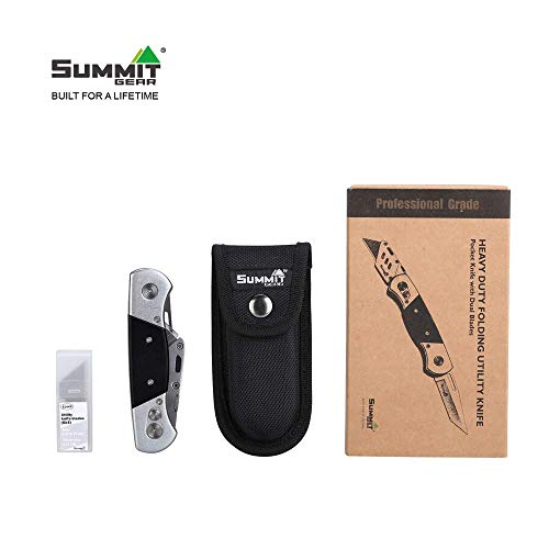 Summit Gear Heavy Duty Folding Utility Knife Dual Blades/Box Cutte...