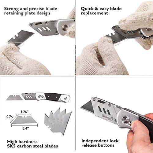 Summit Gear Heavy Duty Folding Utility Knife Dual Blades/Box Cutte...