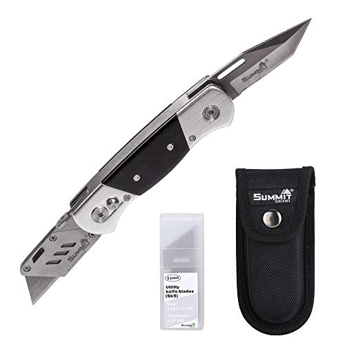Summit Gear Heavy Duty Folding Utility Knife Dual Blades/Box Cutte...