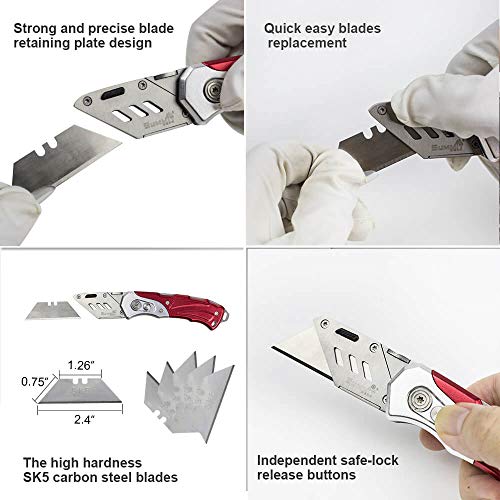 SummitGear Folding Utility Knife Stainless Steel/Box Cutter with C...