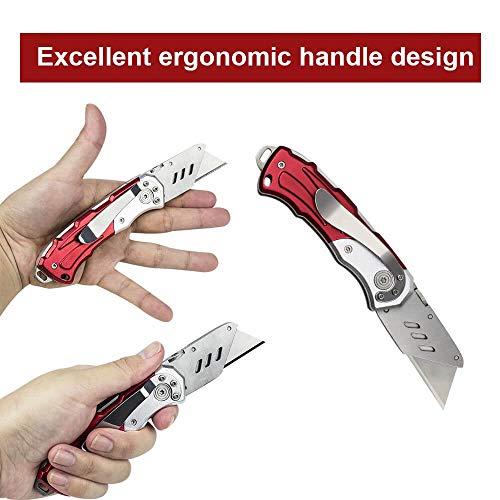 SummitGear Folding Utility Knife Stainless Steel/Box Cutter with C...