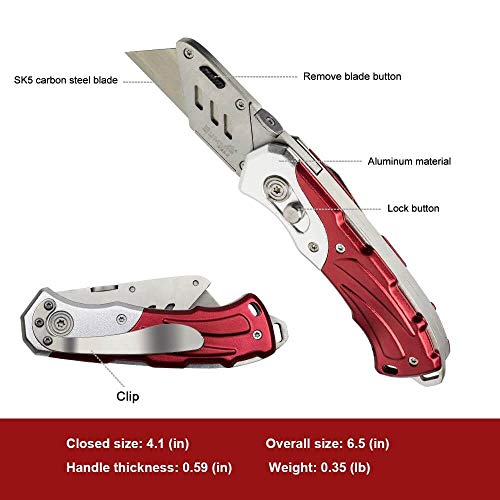 SummitGear Folding Utility Knife Stainless Steel/Box Cutter with C...